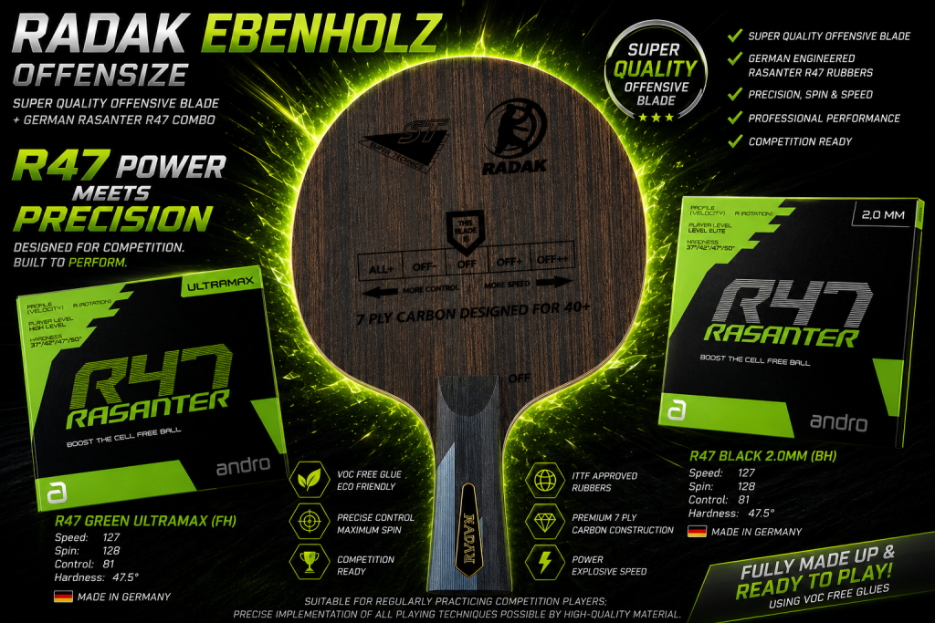RADAK Ebenholz Carbon 7Ply Ready To Play Andro Rasanter R47/R47